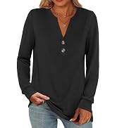 ANRABESS Womens Long Sleeve Henley Tops V Neck Dressy Casual Loose Fit Shirts Fall Flowy Blouses ...