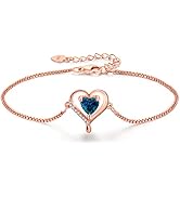 LAVUMO Infinity Love Heart Bracelets for Women 925 Silver Charm Birthstone Bracelet Adjustable An...