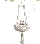 kathson Macrame Cat Hammock with Cushion,Handwoven Cats Bed,Hanging Indoor Boho Kitten Swing Beds...