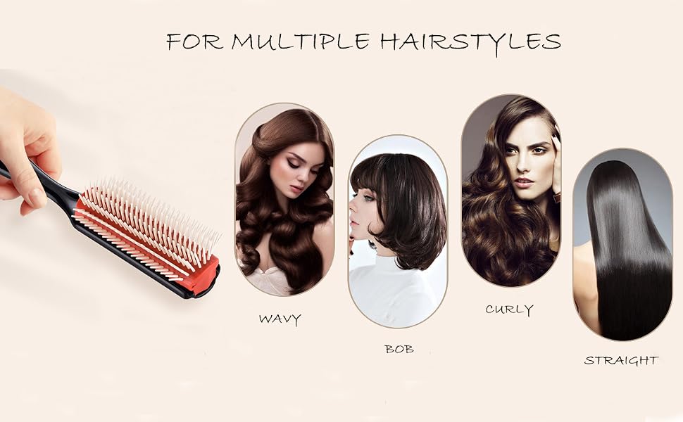 hair brush hairbrush styling curly detangling blow drying defining curls 9 rows women thick hair