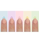 150pcs French Tip Almond Medium Soft Gel Nail Tips Set, 5 Colors, 3 Sizes, Glue On False Nail Tip...