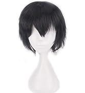 Kediciz Unisex Anime Short Natural Black Cosplay Wig With Bangs Heat Resistant Hair for Women Men...
