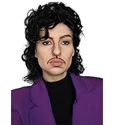 ALLAURA Wigs Purple Prince Mens Wig 80s 90s Costume Wigs - Black Curly Short Cosplay Anime Hair -...
