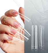 krofaue Extra Long C Curve Nail Tips - 240 PCS Half Cover XXL Long Acrylic Artificial Tips 12 Siz...