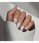 BTArtboxnails XCOATTIPS Cat Eye Nails - Top Coat Needed Glitter Press On Nails Short, Soft Gel Sq...