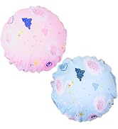 G2PLUS Shower Cap, 2PCS Reusable Bath Cap with Double Layer, Cute Cartoon Shower Cap with Elastic...