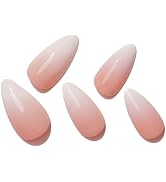 GLAMERMAID Nude White Press on Nails Medium Black French Tip, Gothic Short Fake Nails Almond, Acr...