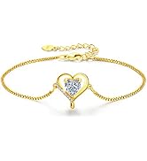 LAVUMO Infinity Love Heart Bracelets for Women 925 Silver Charm Birthstone Bracelet Adjustable An...