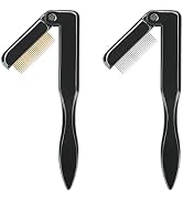 2PCS Folding Eyelash Comb,Eyebrow Comb Metal Teeth, Professional Tool for Define Lash & Brow (Black)