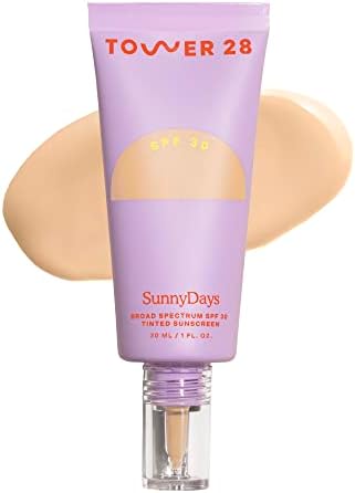 Tower 28 Beauty SunnyDays SPF 30 Tinted Mineral Sunscreen - For Sensitive Skin - 2-in-1 Facial Broad Spectrum UVA/UVB Protection + Foundation - Shade 15 MELROSE - Light with Warm Undertones, 1 Fl Oz