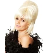 ALLAURA Platinum Blonde Beehive Wig for Women - 60s Bardot, Ab Fab Patsy Stone – Realistic Hairdo...