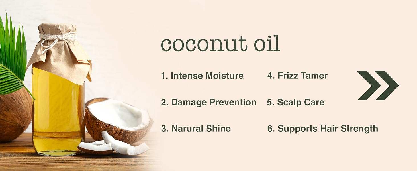 coconut oil benefits for hair, intense moisture, demage prevention, frizz tamer