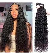 menalue Water Wave 3 Bundles Human Hair 24 26 28 Inch, 10A Brazilian Virgin Water Wave Human Hair...