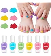 Aieenjor Quick Dry Kids Nail Polish Set, Non-Toxic Toddler Nail Polish, Water-Based Peelable Fing...