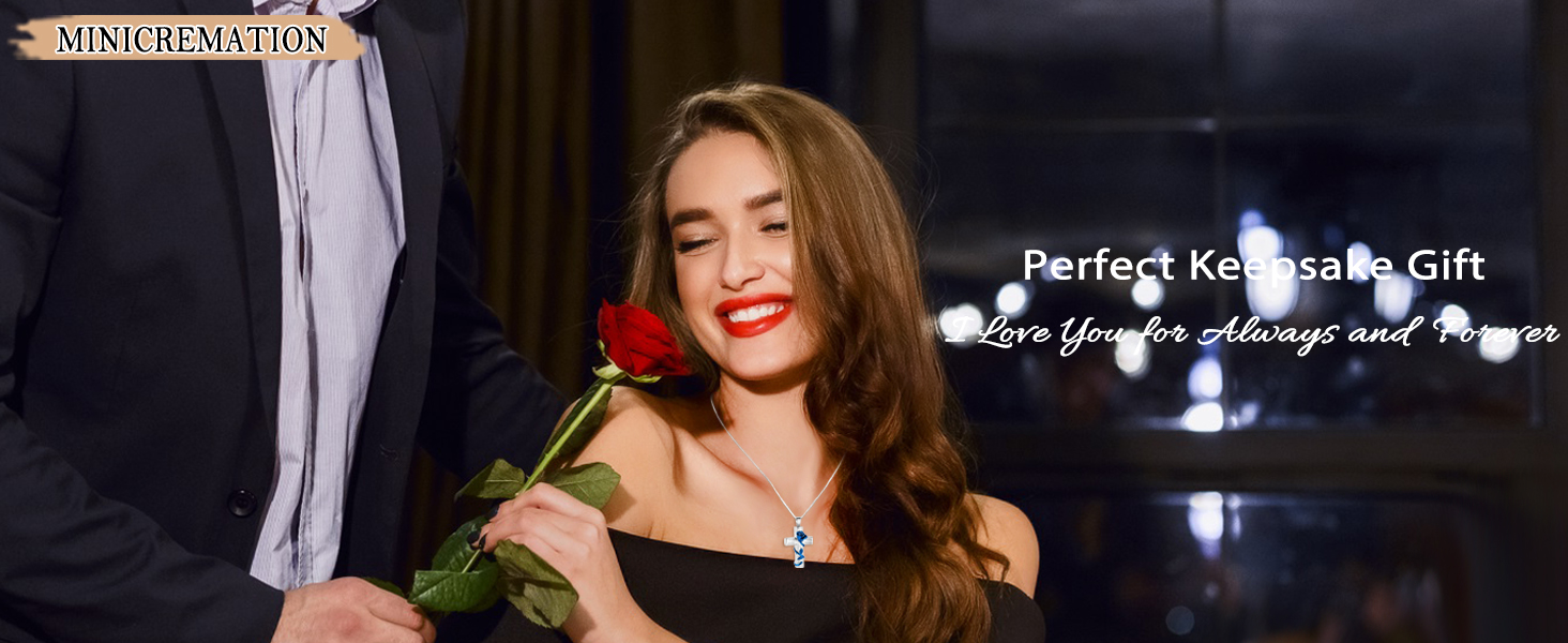Rose Flower Cremation Urn Necklace for Ashes Memorial Cremation Pendant Necklace for Women Girl