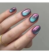 24Pcs Colorful Sparkly Press on Nails Short False Nails Glossy Glitter Fake Nails Gradient Shiny ...