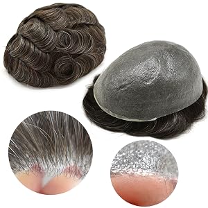 thin skin mens toupee, v-loop mens hair system, skin hairpieces, hair replacement for man