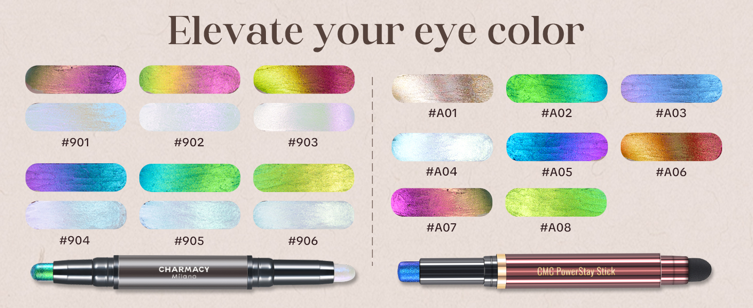 Multichrome glitter metallic eyeshadow stick