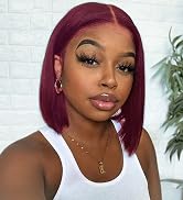 Burgundy Bob Wig 99j lace front wig human hair