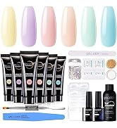 Gellen Poly Nail Extension Gel Kit 6 Colors Pastel Nude Blue Yellow Poly Nail Gel Kit All In One ...