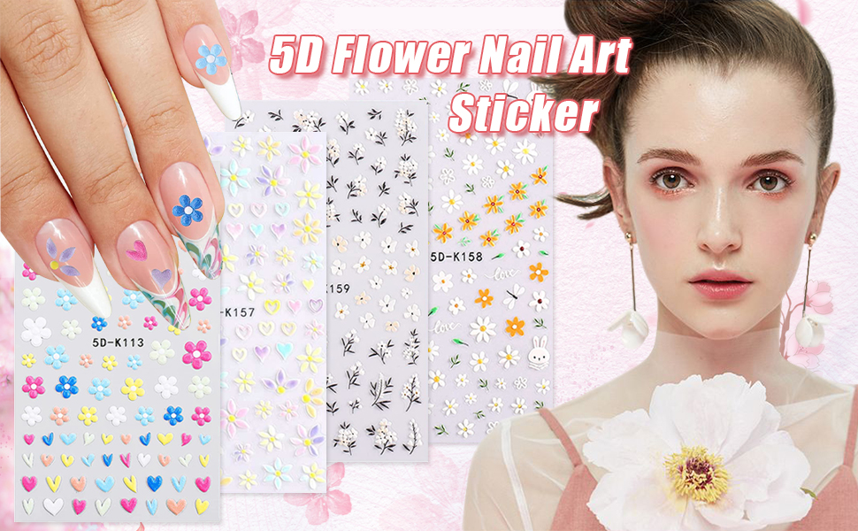Flower Nail Art Sticker Decals Spring Summer 