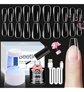Beetles Gel Nail Kit Easy Nail Extension Set With 500Pcs Medium Coffin Shaped Tips 5 in 1 Nail Gl...