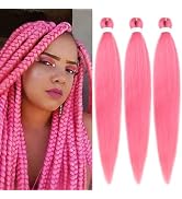 Pink Braiding Hair Pre stretched 26 Inch 3 Packs Kanekalon Pre-stretched Braiding Hair EZ Braid H...