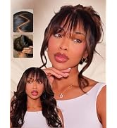Sunber Ombre Brown Highlight Balayage Loose Body Wave With Bangs Glueless Wigs Pre cut 7x5 HD Lac...