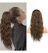 FLUFYMOOZ Ponytail Extension, 22 Inch Drawstring Ponytail Hair Extensions for Women， Long Curly W...