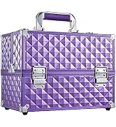 Frenessa Makeup Train Case 12 Inch Portable Cosmetic Case - 6 Tier Professional Makeup Storage Bo...