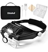 Dilzekui Magnifying Glass with Light 1X to 14X, Rechargeable Magnifying Glasses, Head Mount Manif...
