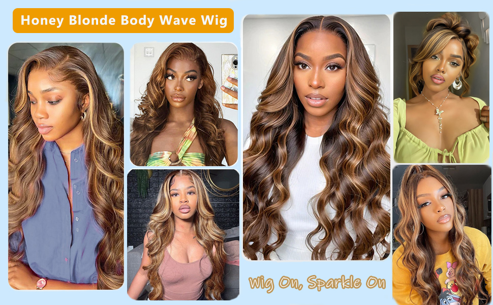 Honey Blonde 360 Lace Front Wigs Human Hair Ombre Highlight Body Wave Lace Front Wig Human Hair