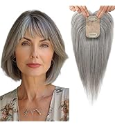Flufymooz Real Human Hair Toppers for women, 10 Inch Clip in Bangs 100％ Human Hair Toppers for Th...