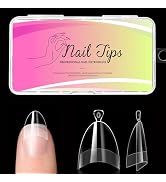 krofaue Almond Nail Tips 240PCS Half Matte Short Almond Press on Nails Half Cover False Nails wit...