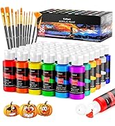 Caliart Acrylic Paint Set With 12 Brushes, 36 Colors (59ml, 2oz) Art Craft Paints Gifts for Artis...