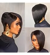 SisBroSis 4x4 Lace Closure Pixie Cut Human Hair Wigs for Women Glueless Short Layered Pixie Cut S...