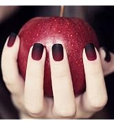 IMSOHOT Press on Nails Square Short Matte Fake Nails Black Red Gradient False Nails with Designs ...
