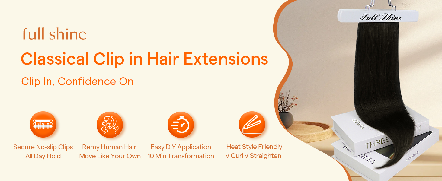 Black Clip in Hair Extensions