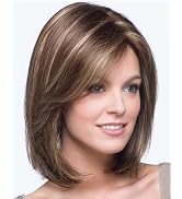 SEVENCOLORS Short Brown Mixed Blonde Bob Wigs for White Women Shoulder Length Synthetic Hair Wigs...