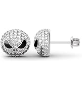 Jeulia Nightmare Earrings Jack Skellington Stud Earrings for Women Men Diamond 925 Sterling Silve...