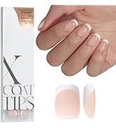 BTArtboxnails Soft Gel Nail Tips - Extra Short Square French Tip Press on Nails XCOATTIPS French ...
