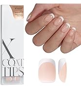 BTArtboxnails Soft Gel Nail Tips - Extra Short Square French Tip Press on Nails XCOATTIPS French ...
