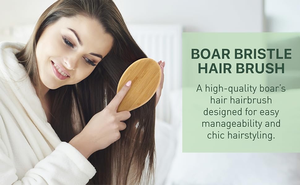 Natural Boar Bristle Hair Brush for Women, Men, Kids