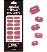 MelodySusie Qcoat Fully Cured Gel Nail Strips (Rose Pink) - UV Free Nail Polish Strips, Salon-Qua...