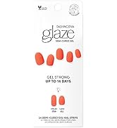Dashing Diva Glaze Nail Strips - Pop Red | Works with Any LED Nail Lamp | Long Lasting, Chip Resi...