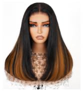 Arabella Hair 5x6 Glueless Wigs Human Hair and 4 Pcs 1B/30 Clip in Hair Extensions Pre Plucked Pr...