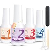 Lavender Violets Dip Powder Liquid Set with Activator, Base Top Coat and Brush Saver 0.5oz/Bot Na...