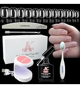 Short Square Gel x Nail Tips Kit, 552pcs Press on XS Short Square Gelly Tip with Portable U V lig...