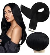 Full Shine Real Human Hair Tape in Extensions Black 24 Inch Double Sided Tape for Skin Weft Hair ...