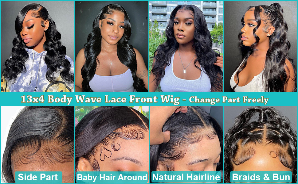 Body Wave Lace Front Wigs Human Hair Free Part
